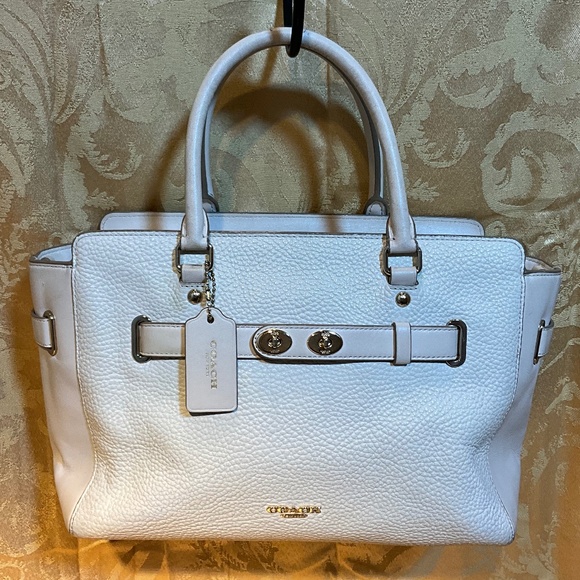 Coach satchel bag, white leather with strap detailing.   B2Bc - Picture 1 of 8